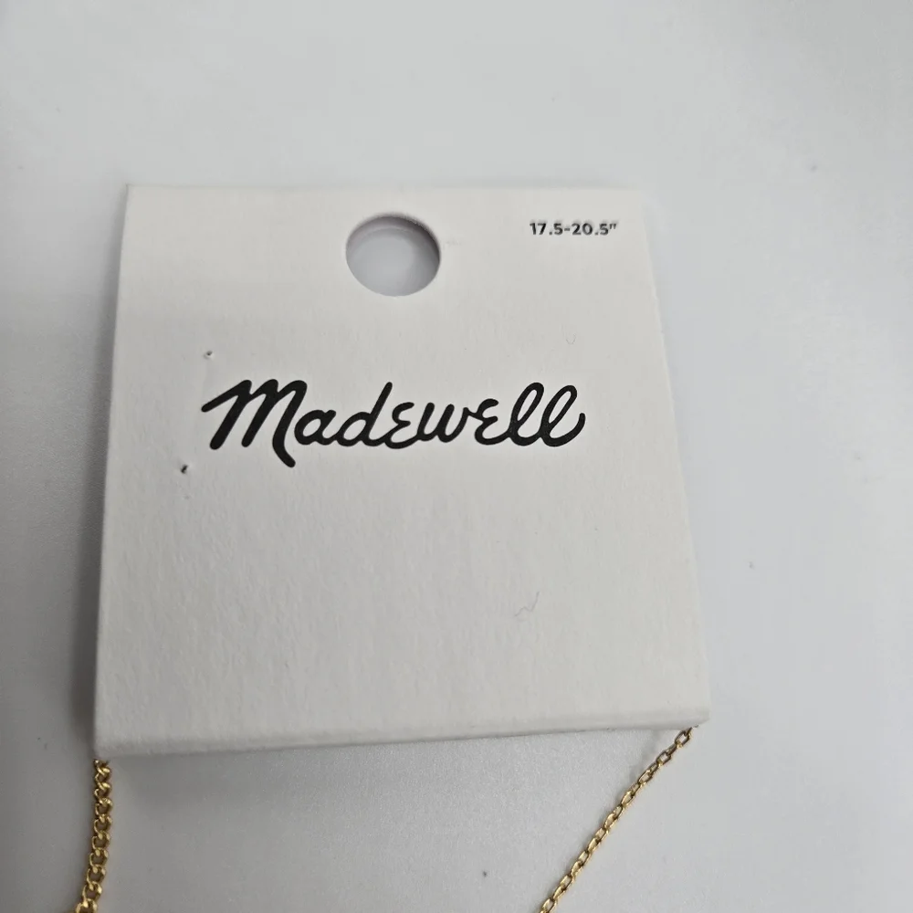 Madewell Gold Clover Coin Delicate Charm Necklace Everyday Minimalist Formal NWT - Picture 7 of 9
